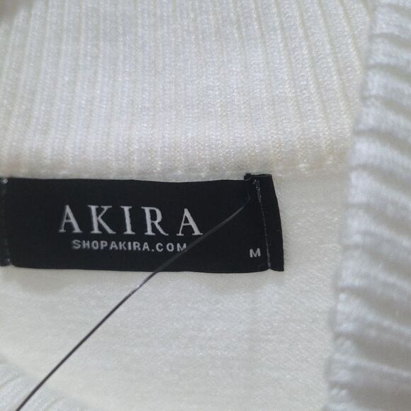 AKIRA Make You Mine Cream fringe Backless Rhinestone Mock Neck Sweater , NWT - Picture 4 of 8